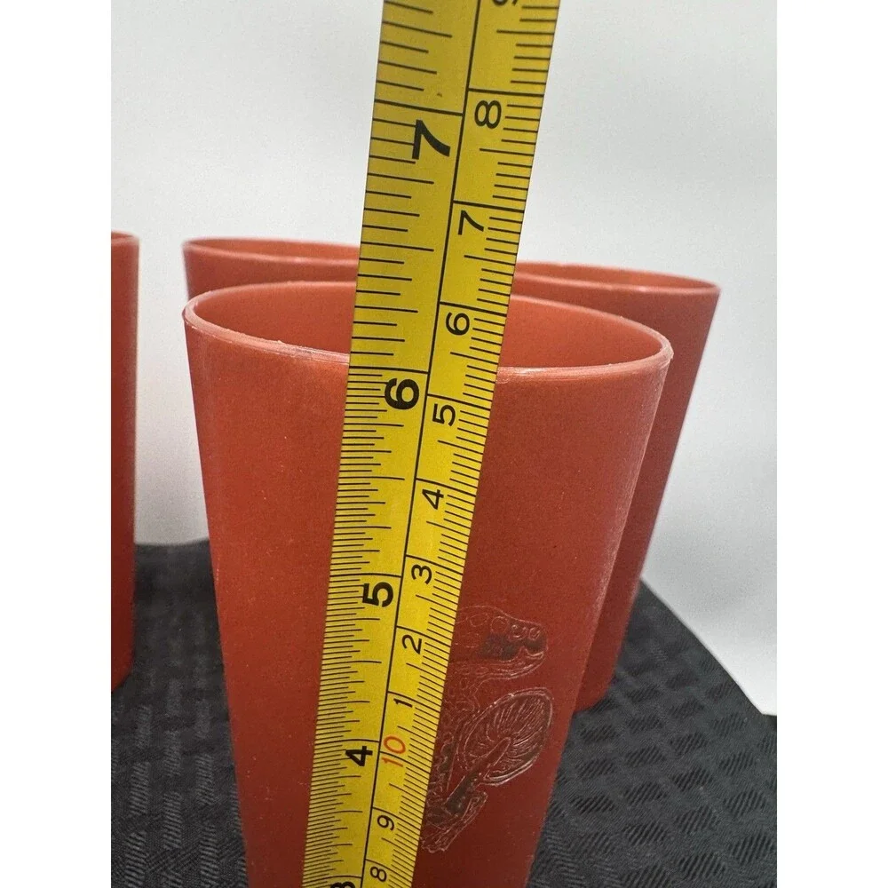 5 Retro 1970s Copper Plastic Nasco Magic Mushroom Toadstool Tumblers Glasses Cup